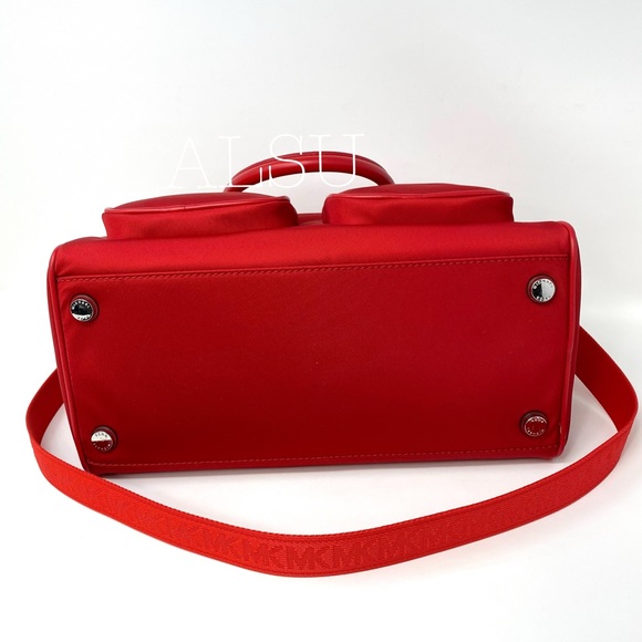 Michael Kors Hanover Large Satchel Red Canvas - Picture 5 of 8